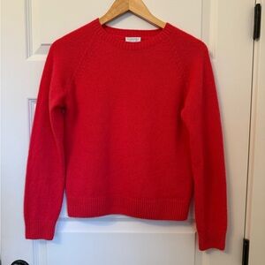 Sunspel Vibrant Dark Pink Lambswool Crewneck Sweater